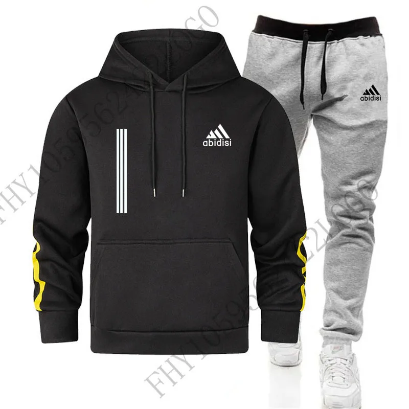 2024 new men\'s hoodie 2 sets, spring and autumn fashion sports fitness jogging jumper + casual pants suit, sportswear hoodie