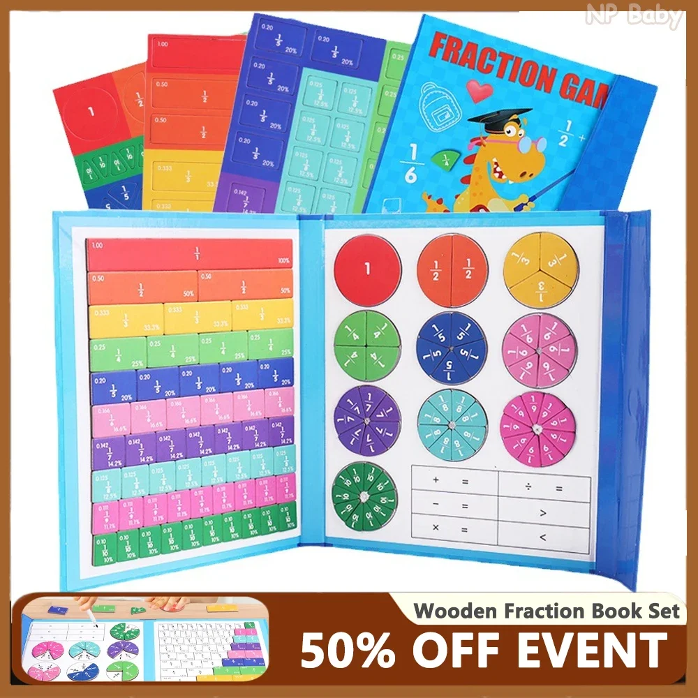 Magnetic Fraction Learning Math Toys, Math Mastery Montessori Magnetic Fraction Puzzles, Children Arithmetic Learning Teaching