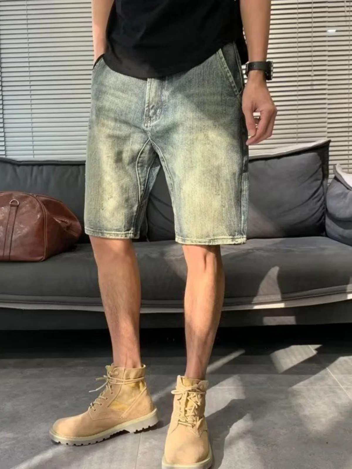 

Летние тонкие мужские джинсы с пятиточечной застежкой, корейская версия, модные, с дырками, облегающие, повседневные, брендовые брюки, прямые джинсы со средней посадкой