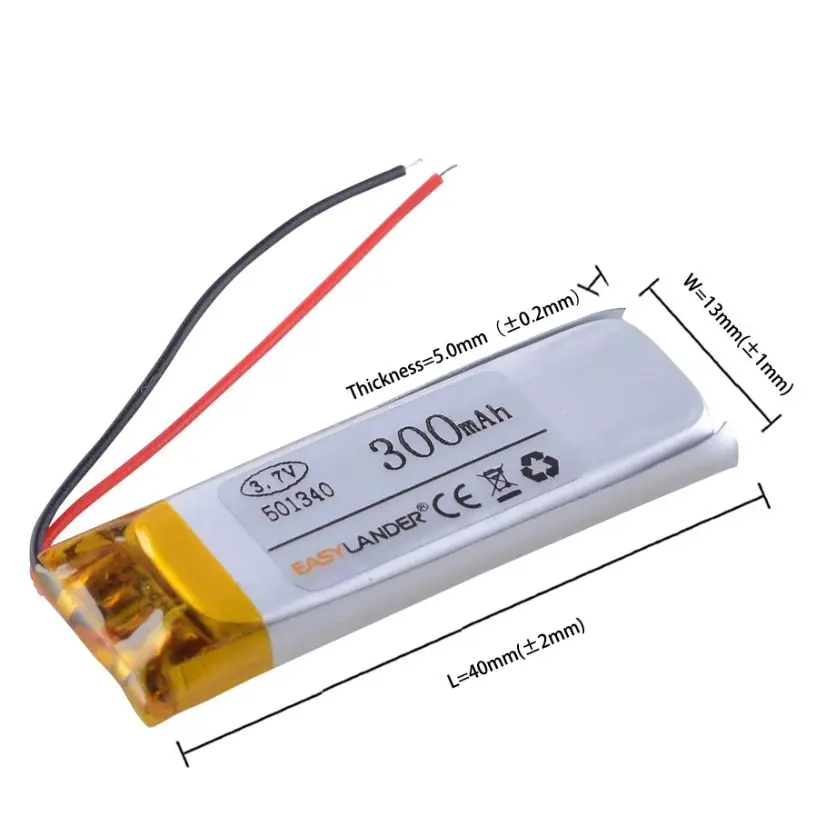10 pièces/lot 501340 3.7V 300mAh batterie Li-ion polymère Lipo 701340 400mAh 701439