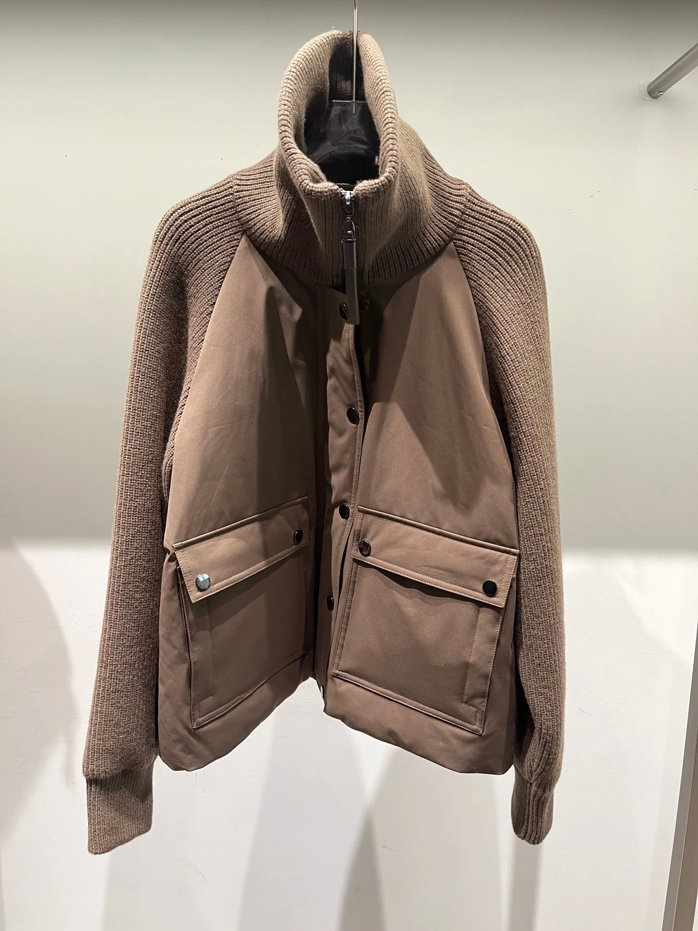 2026 Winter New Product Sheepskin And Velvet Stitching Cashmere Knitted Slim  Fitting Stand Collar Jacket