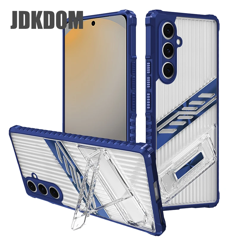 JDKDOM Shockproof Kickstand Transparent Case For Samsung S25 Edge S24 S23 FE Plus Ultra Cover For Galaxy A56 A36 A26 A16 A06