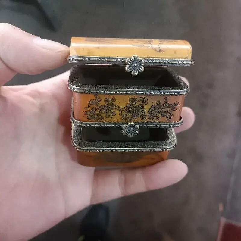 Chinese Old OX Carved Beauty Two-story Jewelry Box