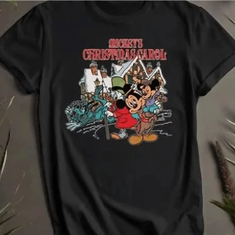 

Disney Mickey Mouse Scrooge McDuk Christmas Carol Printed Men's and Women's T-shirt Cotton Round Neck Short Sleeve T-shirt