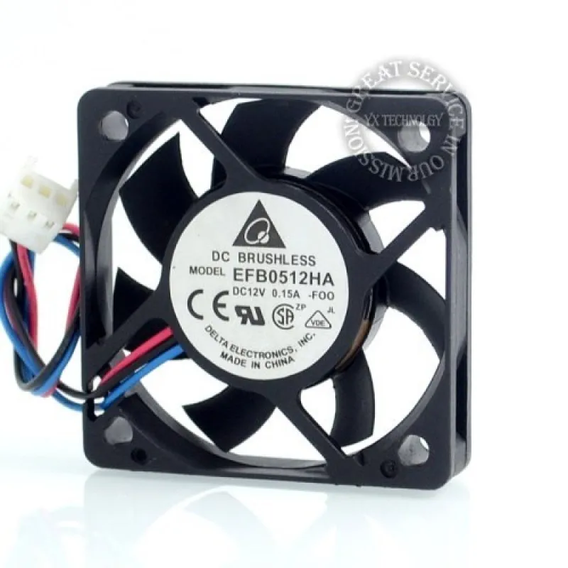 For Delta 3-wire 50*50*10mm 50mm EFB0512HA 5010 12V 0.15A 5cm  PWM Speed Cooling Fan
