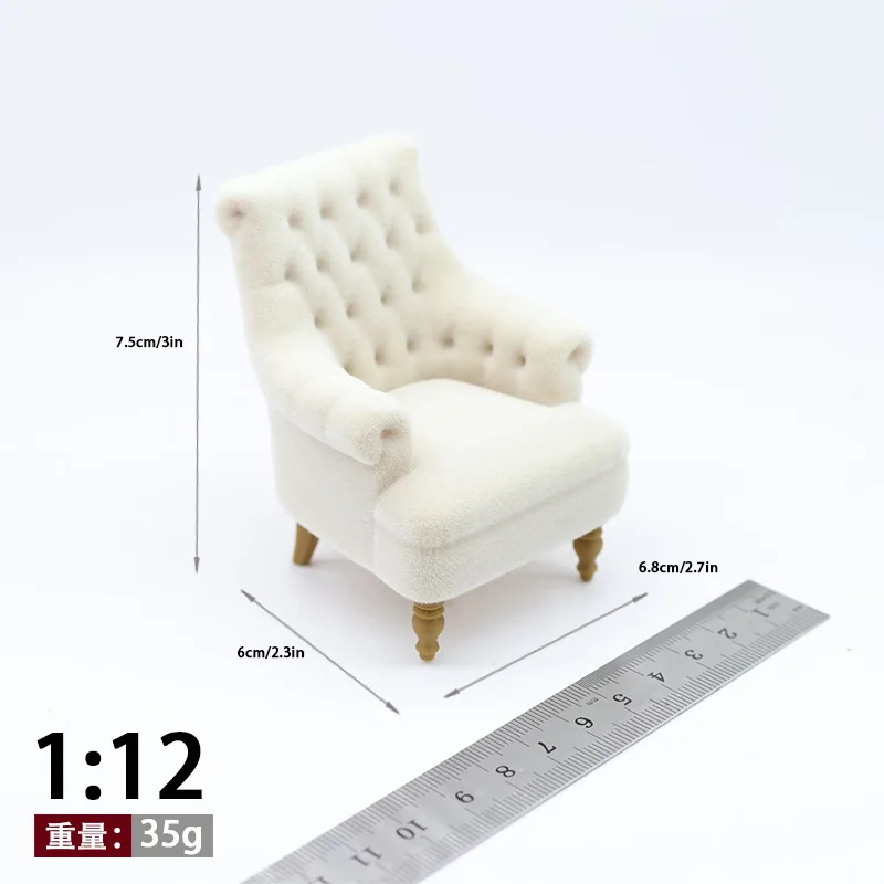 Mini Velvet Sofa Chair Dollhouse Furniture Model Miniature Pretend Play Decor Mini Living Room Chair Decoration
