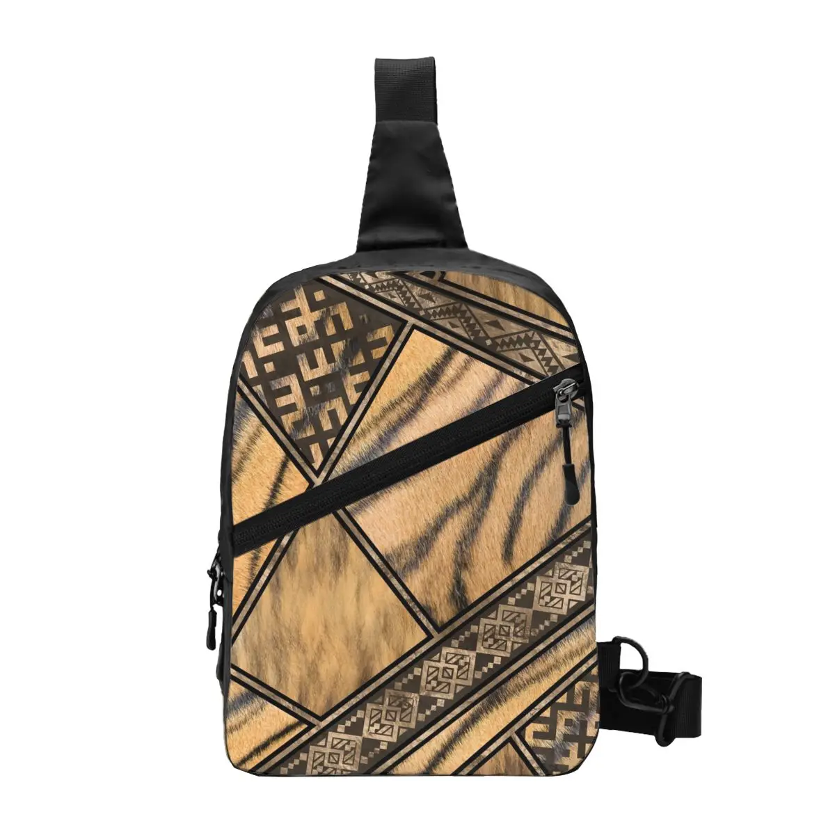 

Bengal Tiger Fur Ethnic Tribal Ornaments Sling Bags for Traveling Leather Texture Crossbody Chest Backpack Shoulder Daypack