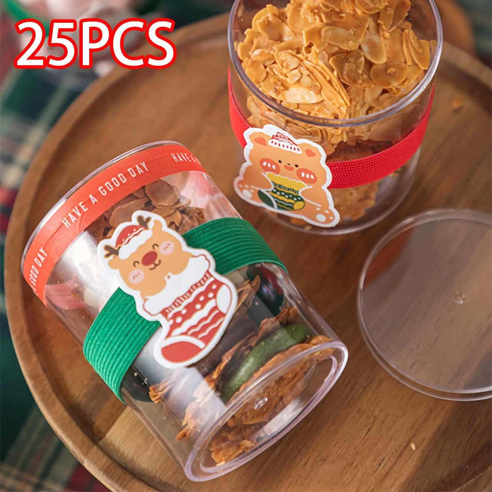 25 قطعة من أكمام كأس عيد الميلاد وحفلات الكريسماس وزخرفة برطمانات الكوكي