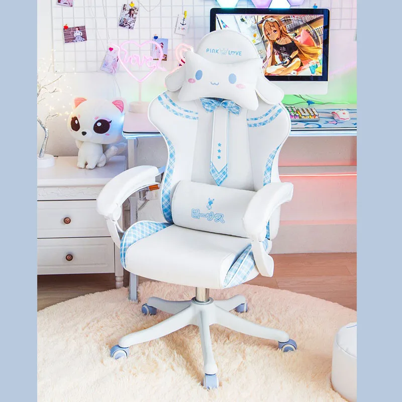 Hot Sale JK Gaming Chair Cute Pink Japanese Girl Upgradable Rotary Nгровые Cтуль Student Home Office Fixed Armrest Bow Cтул