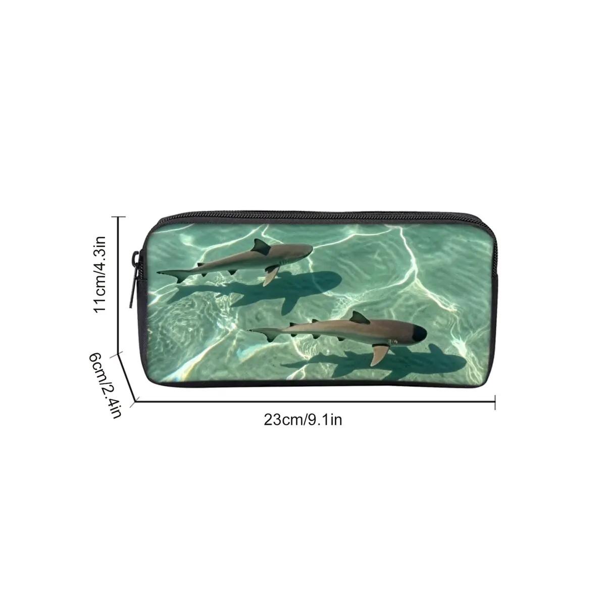 Shark Marine Print Single Layered Pencil Case for Boy/Girls Best Gift Cartoon School Supplies Pencil Pouch for Children