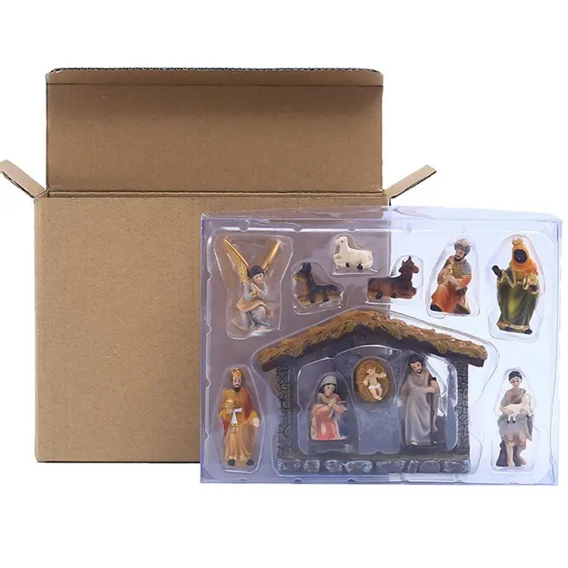 Christmas Manger Nativity Set 12 Pcs Christmas Village Nativity Scene Set Holy Family Crafts Statue Decor Home Living Room