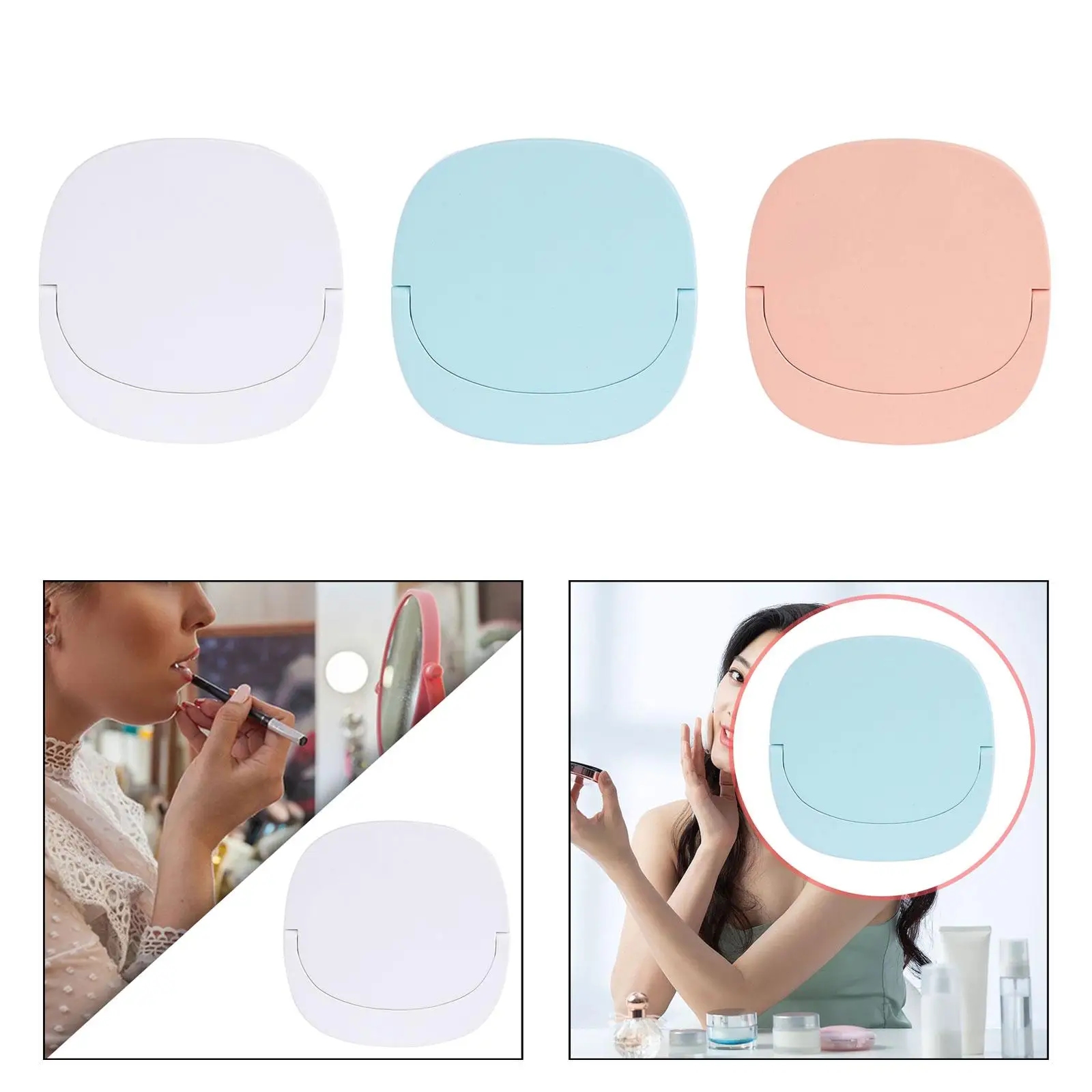Pocket Mirror Storage Case 3 Modes Rechargeable Folding Lighted Travel Makeup Mirror for Mother's Day Gifts Valentine‘S Day