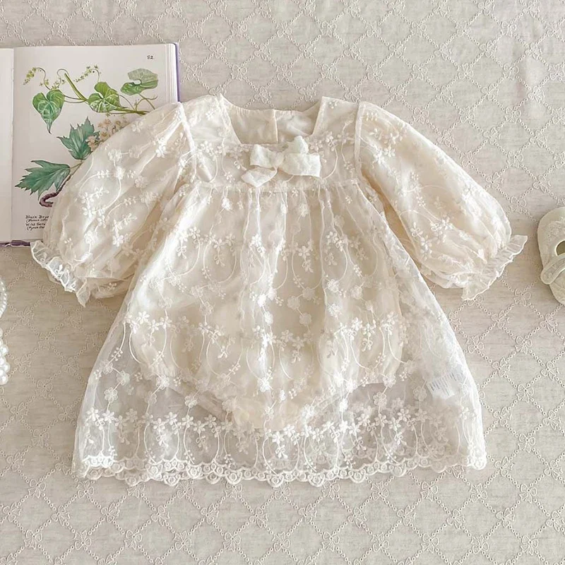 Infant Baby Girls Long Sleeve Sweet Sisters Dress Spring Autumn Rompers Kids Baby Girls Lace Princess Clothes Rompers