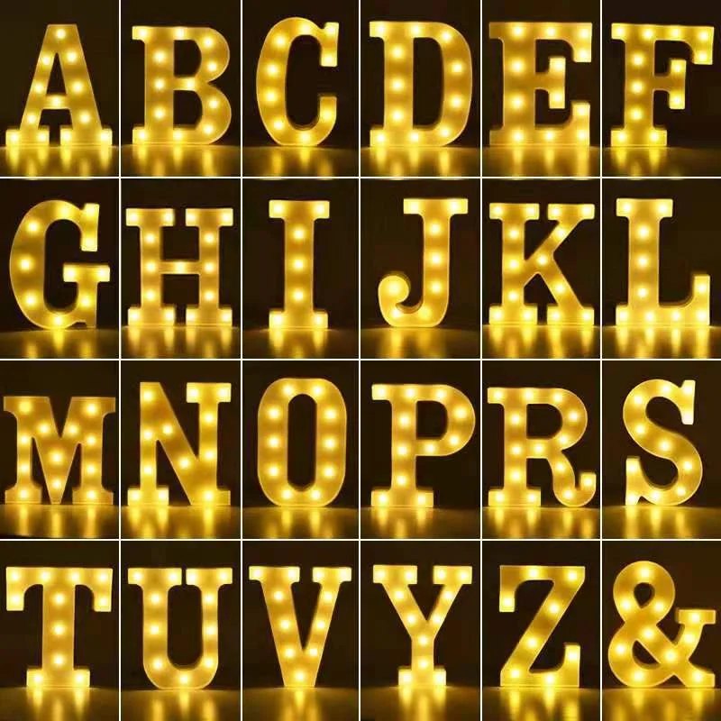 Alphabet Letter LED Night Light Number Lamp Birthday Wall Wedding Party Bedroom Decoration Cute Light Gift Lamp Home Accessories