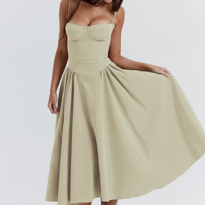 ชุดเดรสสายเดี่ยวสไตล์ยุโรปและอเมริกาสำหรับฤดูร้อนปี 2026 พร้อมดีไซน์รัดเอว แฟชั่นทันสมัยและเซ็กซี่ สีแดงสำหรับผู้หญิง