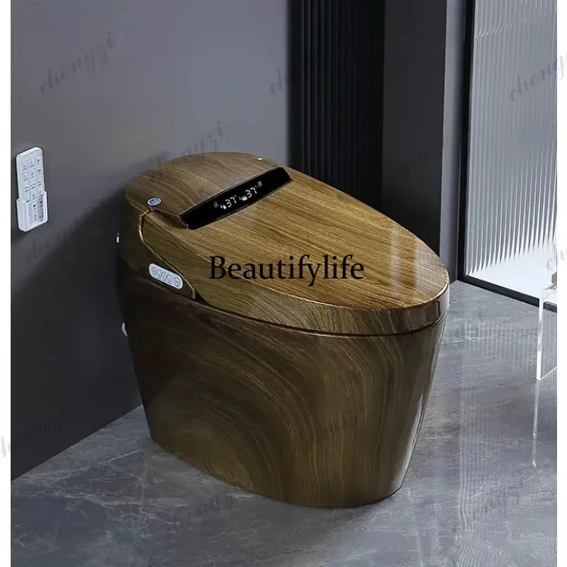 K153 Wood Grain Smart Toilet, Fully Automatic Integrated Siphon Electric Household Instant Drying, High-impact Color Toilet