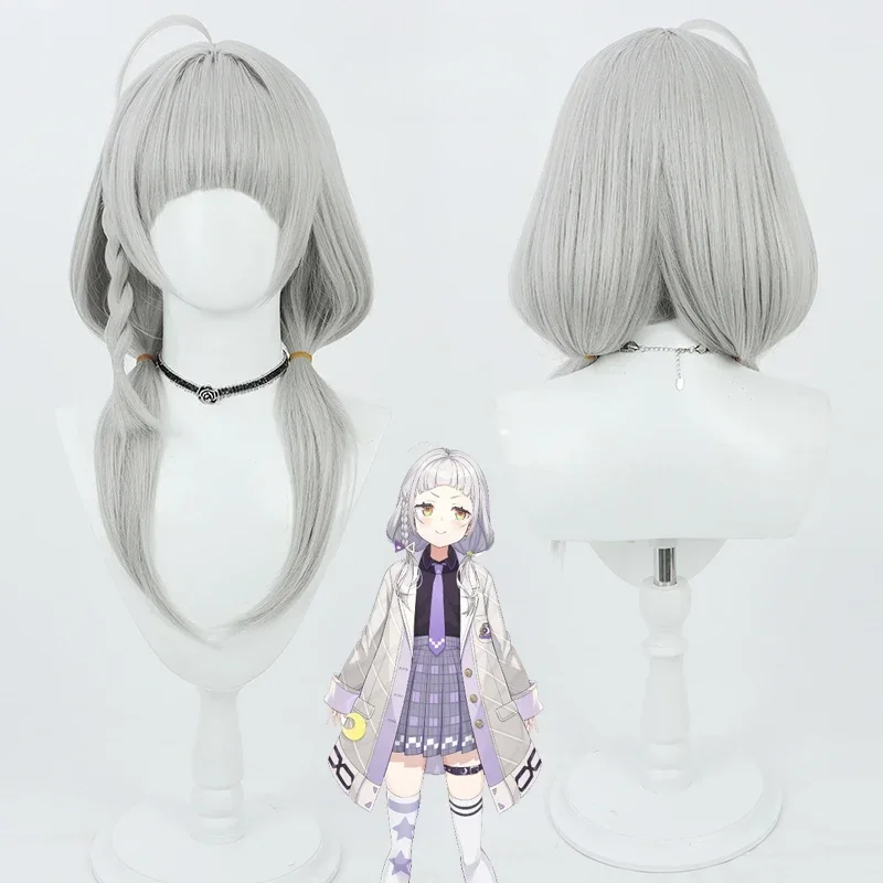 Murasaki Shion Cosplay Wig VTuber Hololive Gray Short Synthetic Hair Heat Resistant Role Play Halloween Costume Party