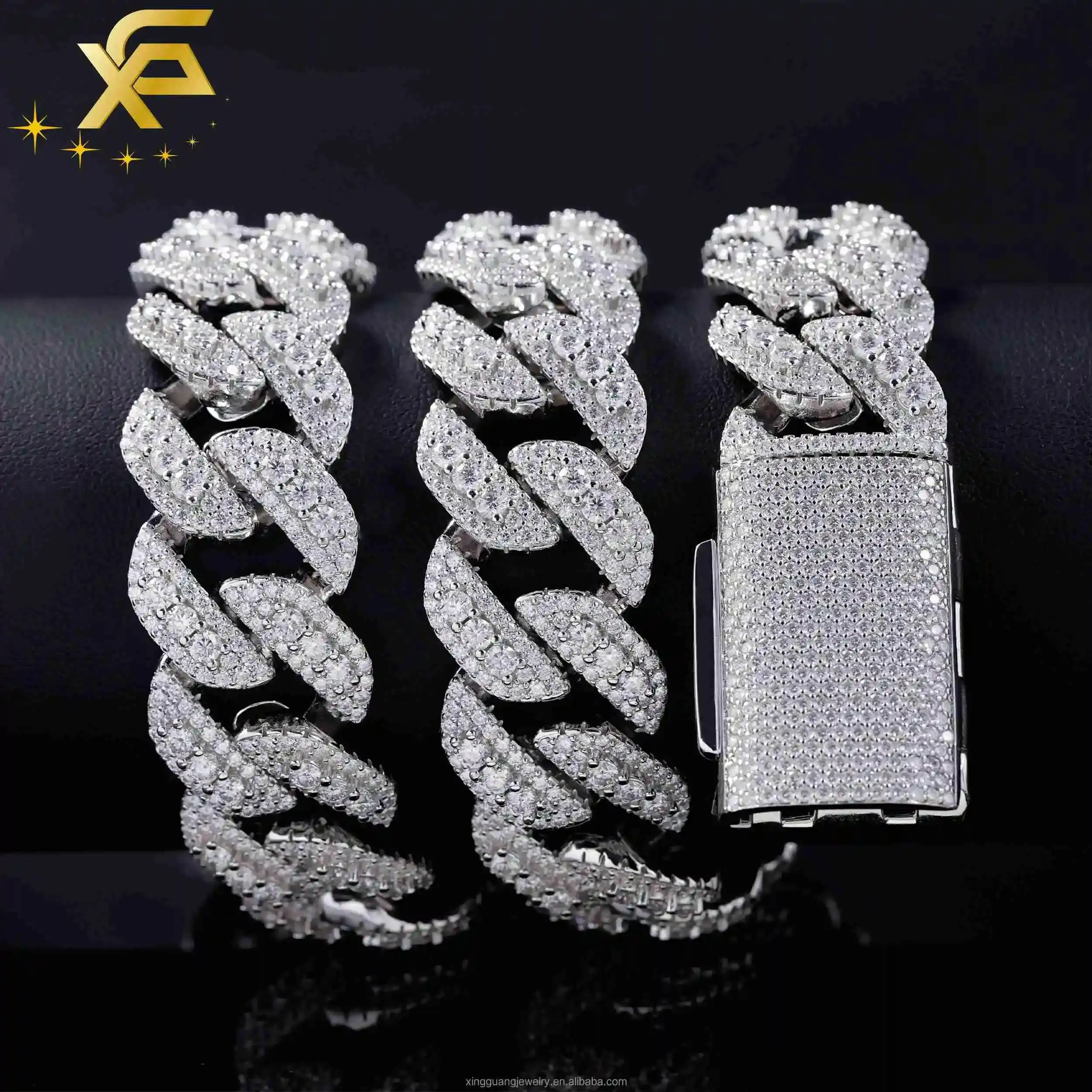

Heavy VVS Moissanite Cuban Chain 925 Silver Necklace For Men Iced Out Diamond Hip Hop Jewelry 20mm 22mm Cuban Link Chain