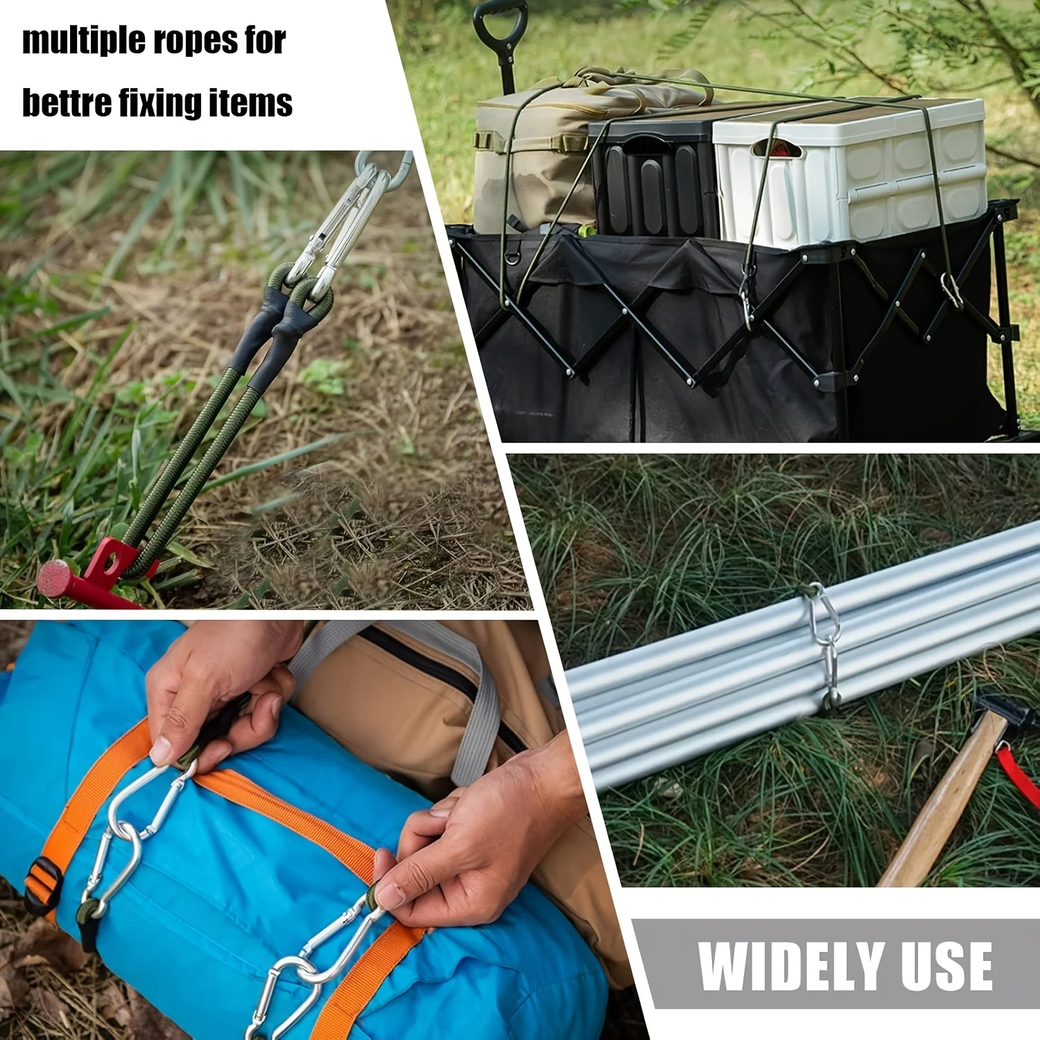 Picture 7: 2Pcs Elastic Rope Aluminum Hook 8mm Shock-absorbing Rope Flexible Tent Cord Luggage Binding Strap for Outdoor Camping Hiking