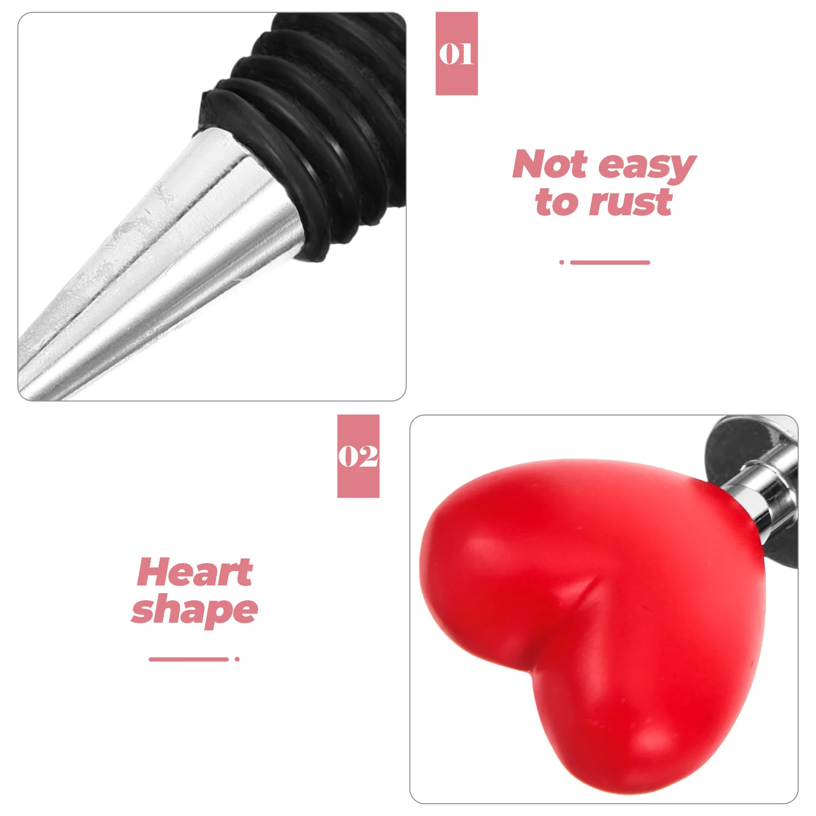 

Red Heart Wine Bottle Stopper Elegant Grape Design Sealing Plug For Wine Olive Oil Kitchen Gadget Decorative Bottle