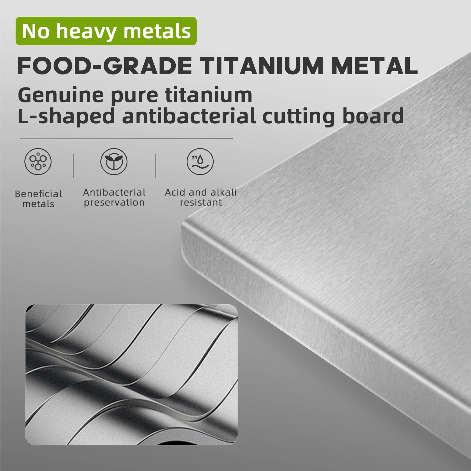 Titanium Cutting Board with Counter Lip - Food - Grade, Multi - Size, Space - Saving, Easy - Clean, for Kitchen & Outdoor Use