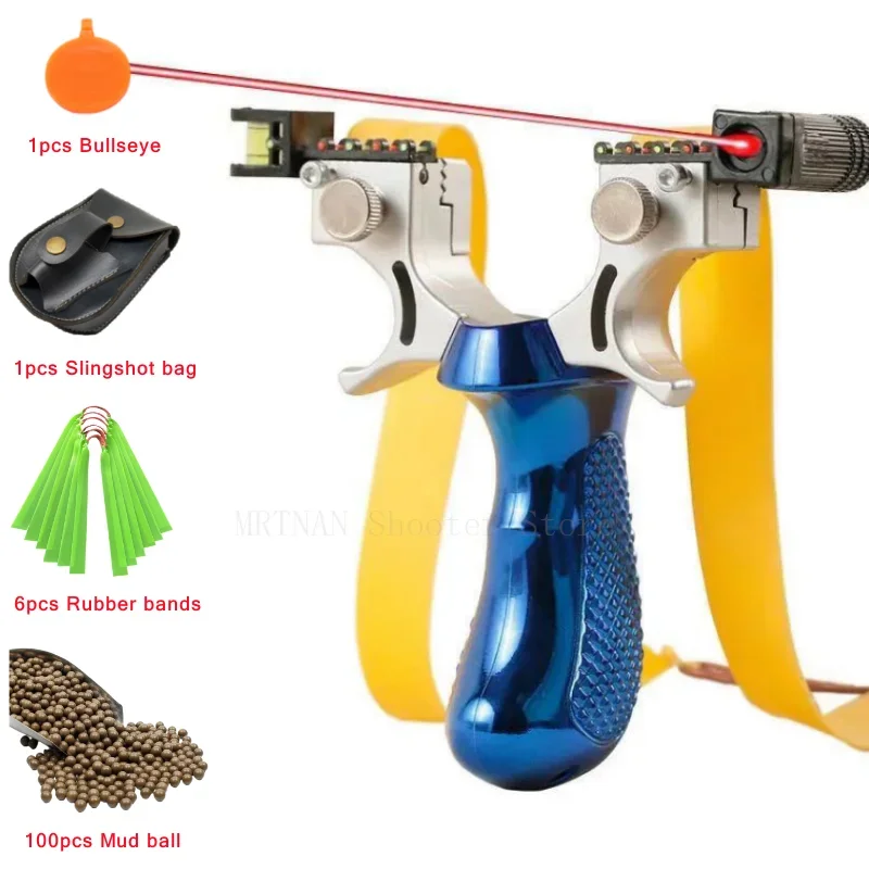 Red Laser Shooting Slingshot Outdoor Hunting Practice Flat Rubber Band Aiming Mud Ball Slingshot Shooting Target Box Package