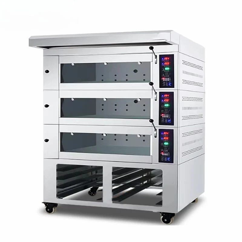 

European Style Industrial Bread Making Machine 3 Layer 9 Tray New Electric Deck Oven For Commercial Restaurants And Food Shops