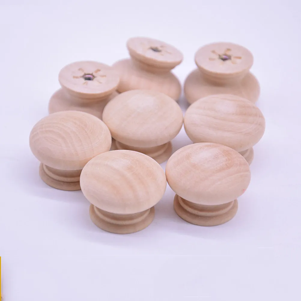 15Pcs Chic Round Beech Wood Drawer Pull Knobs Cabinet Handles Single Hole Circular Hardware for Cupboard Wardrobe Furniture
