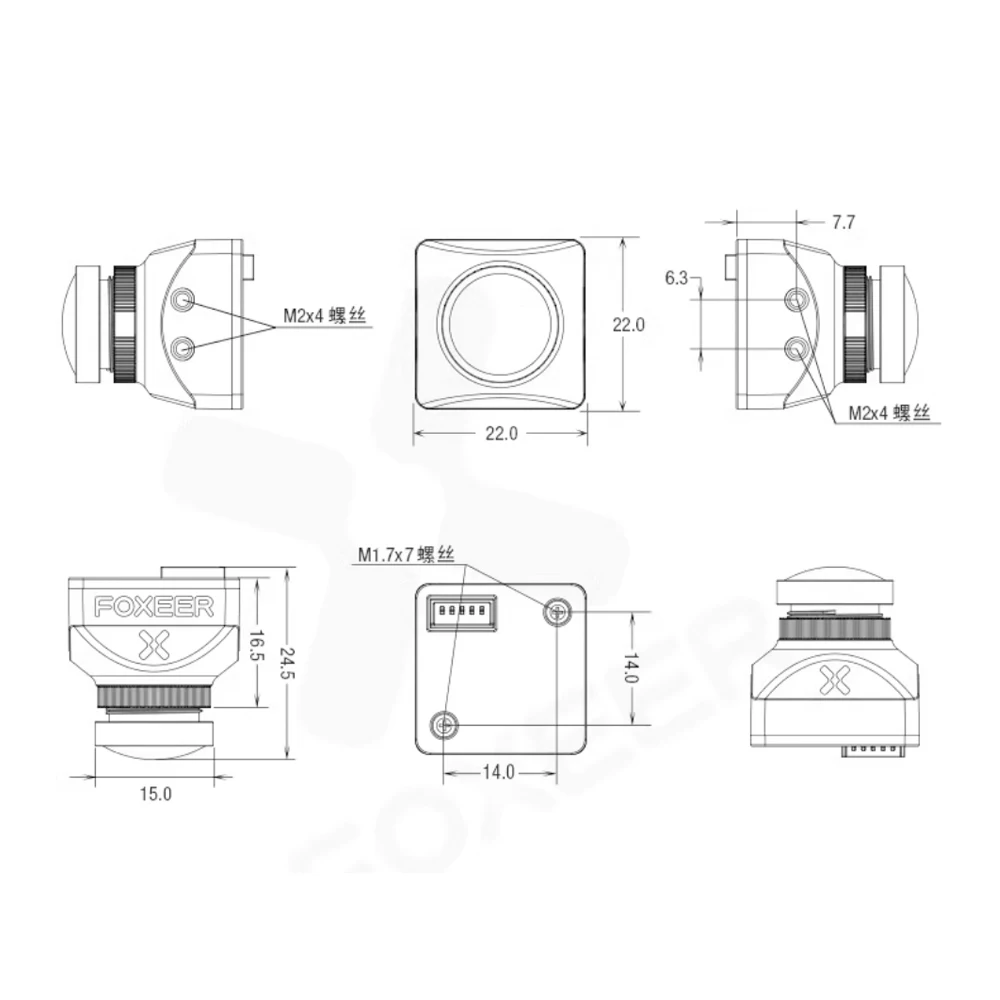 كاميرا FOXEER Razer Mini V3 FPV منخفضة لاتيني FOV-H:98 °   1200TVL PAL 4:3 CVBS إشارة تناظرية 5 فولت-25 فولت لأجزاء طائرة سباق بدون طيار RC FPV