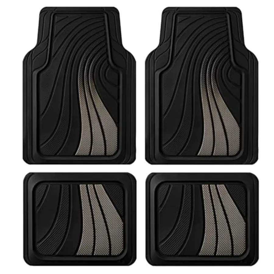 

Car Floor Mats Full Set Front and Rear Car Floor Mats with Aluminum Design, Anti-Slip Backing, All-Weather Protection, Trim-to-