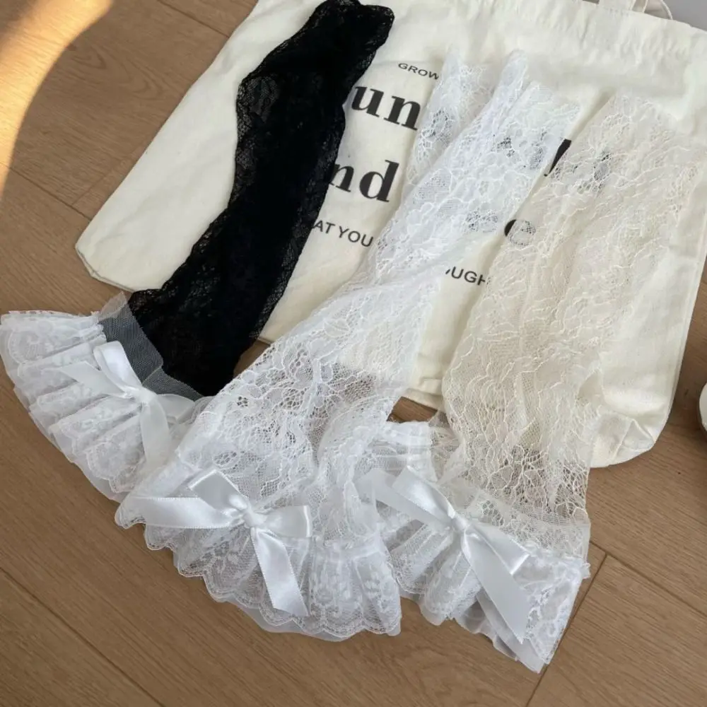 موضة القوس كشكش JK العجل الجوارب الطويلة Y2k الدانتيل الشفاف زهرة جوارب الحلو لوليتا منتصف أنبوب جوارب الربيع الصيف #2