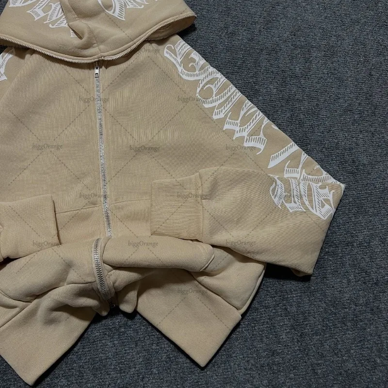 رسالة مطبوعة الأزياء قلنسوة بسحاب الرجال Y2k القوطية الشرير الأمريكية شارع العليا العصرية العلامة التجارية المتضخم البلوز النساء #4