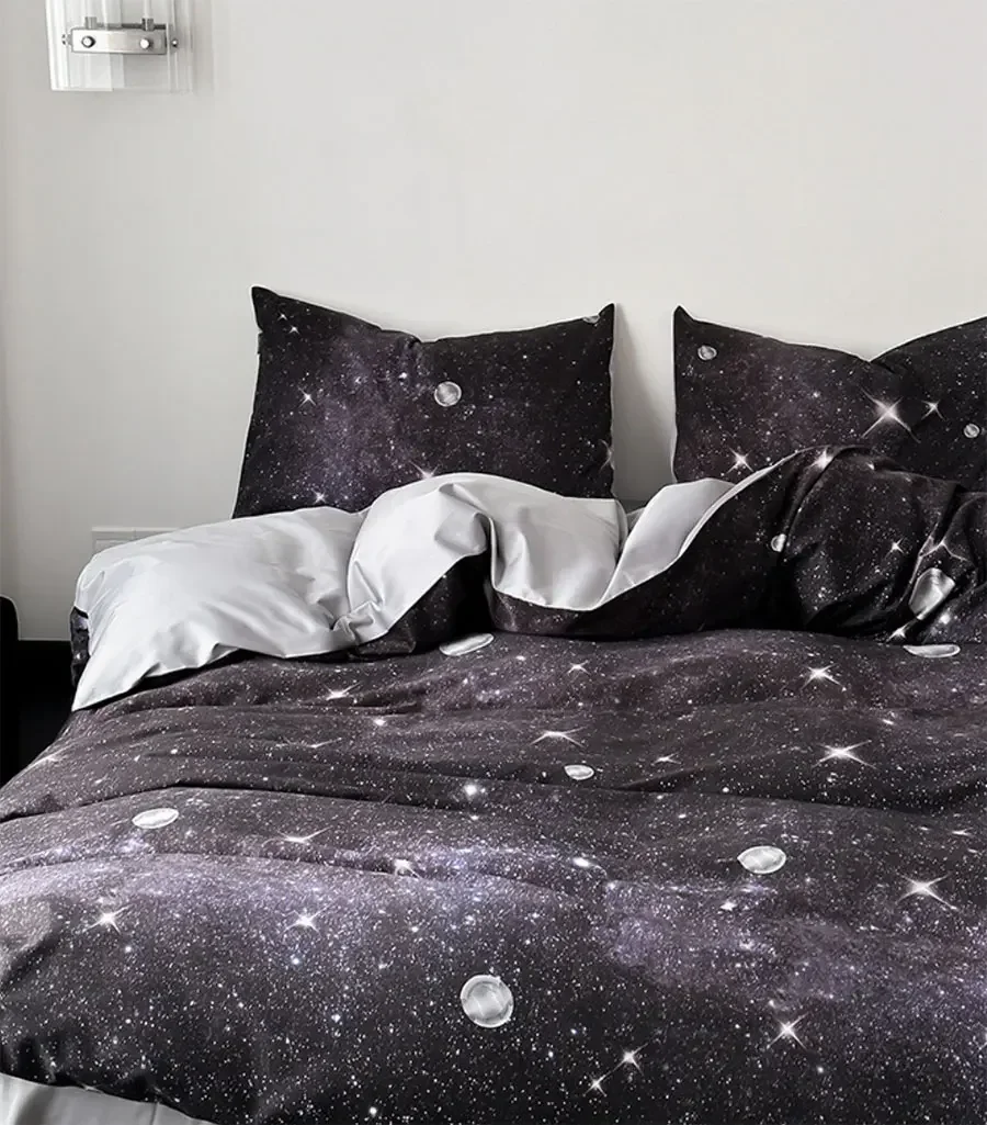 

Модный крутой комплект звездного неба, Модный комплект из хлопка, простыни, подушки, пододеяльника