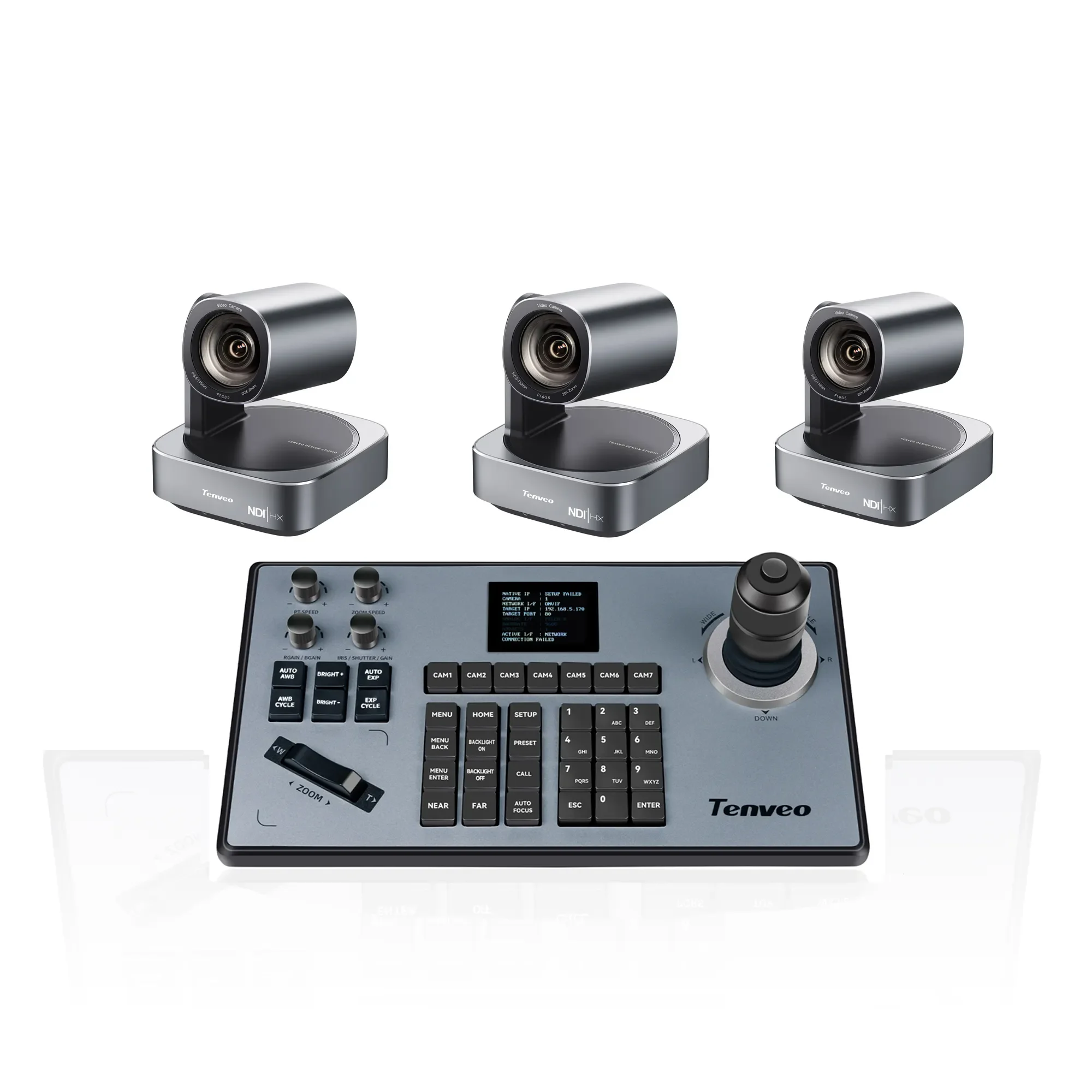 

2025 Tenveo Professional Conference Kits PTZ NDI 20x Zoom Video Cameras and Joystick Controller Conference System