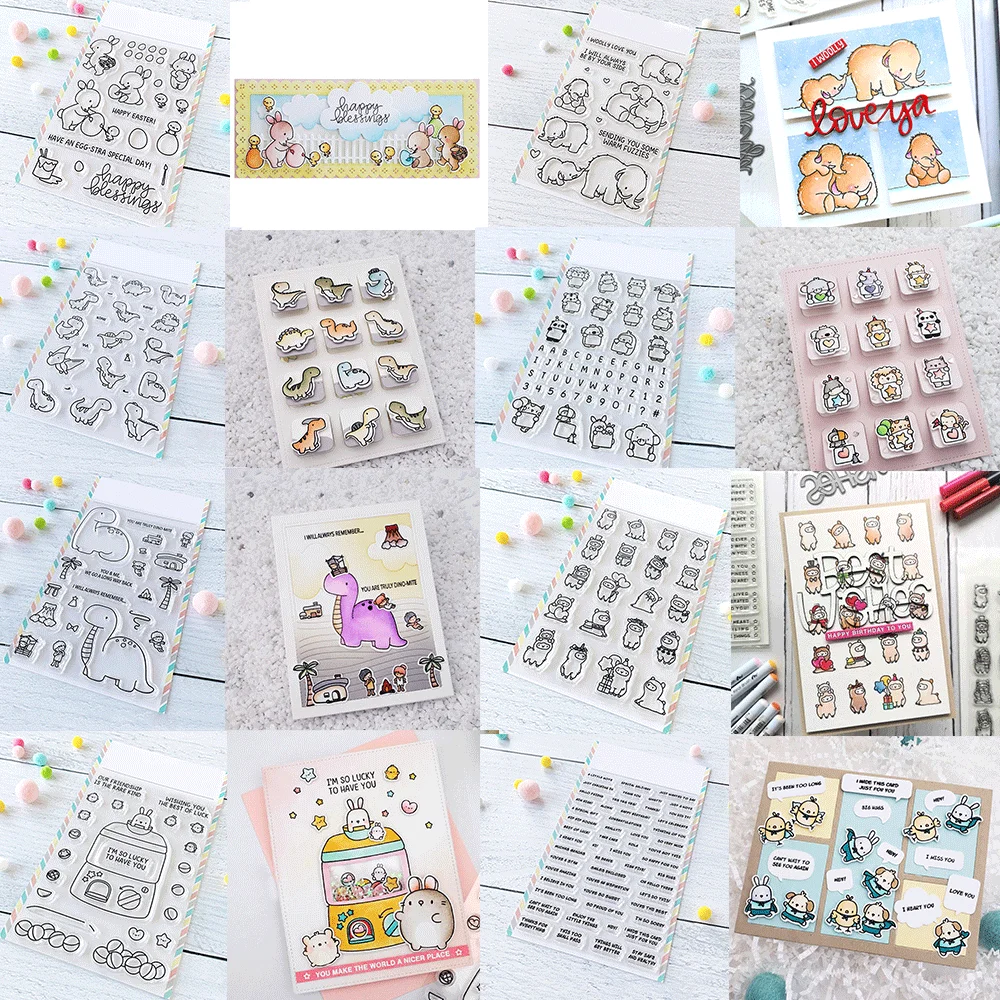 Niedliche Stempel oder Stanzformen mit Motiven wie Schweinchen, Hase, Dinosaurier, DIY-Bastelstempel für die Kartenherstellung