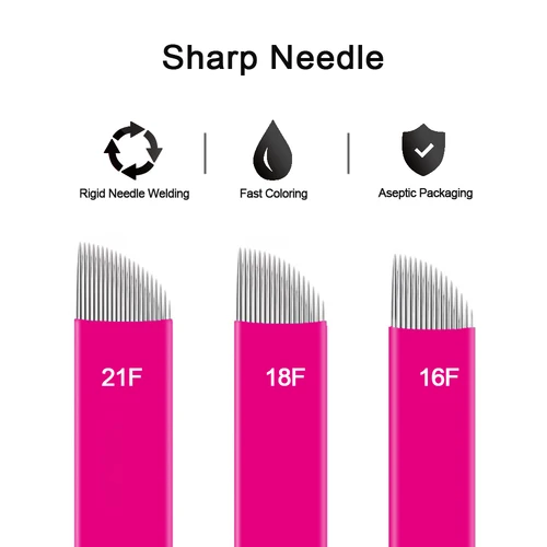 Imagen 2 del producto 50/100 Uds 0,16/0,18mm hojas Tebori agujas de Microblading maquillaje permanente tatuaje de cejas Microblade suministros de pluma de tatuaje Manual