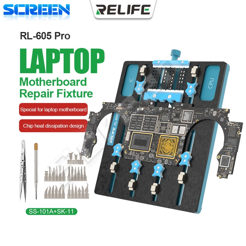 

RELIFE RL-605 Pro Universal Chip Slot Laptop Motherboard Repair Fixture Special for Laptop and Mobile Phone Motherboard Tools