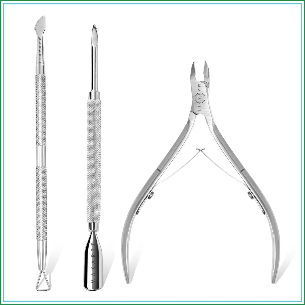 

Cuticle Trimmer with Pusher, Stainless Steel Nail Nipper & Dual End Pushers, Manicure Pedicure Kit for Home Salon Use, 3 PCS
