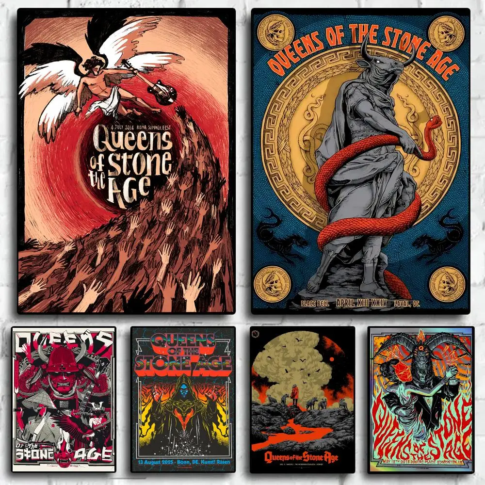 Rock Band Q-Queens Of The Stone Age  Poster Trendy Wall Art Aesthetic Room Decor Print Living Room Bedroom Home Decoration