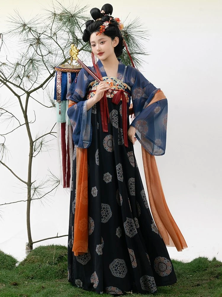 

Chinese Hanfu Women Traditional Hanfu Dance Fairy Costume Ancient Princess Floral Printing Elegant Cosplay Dress Set