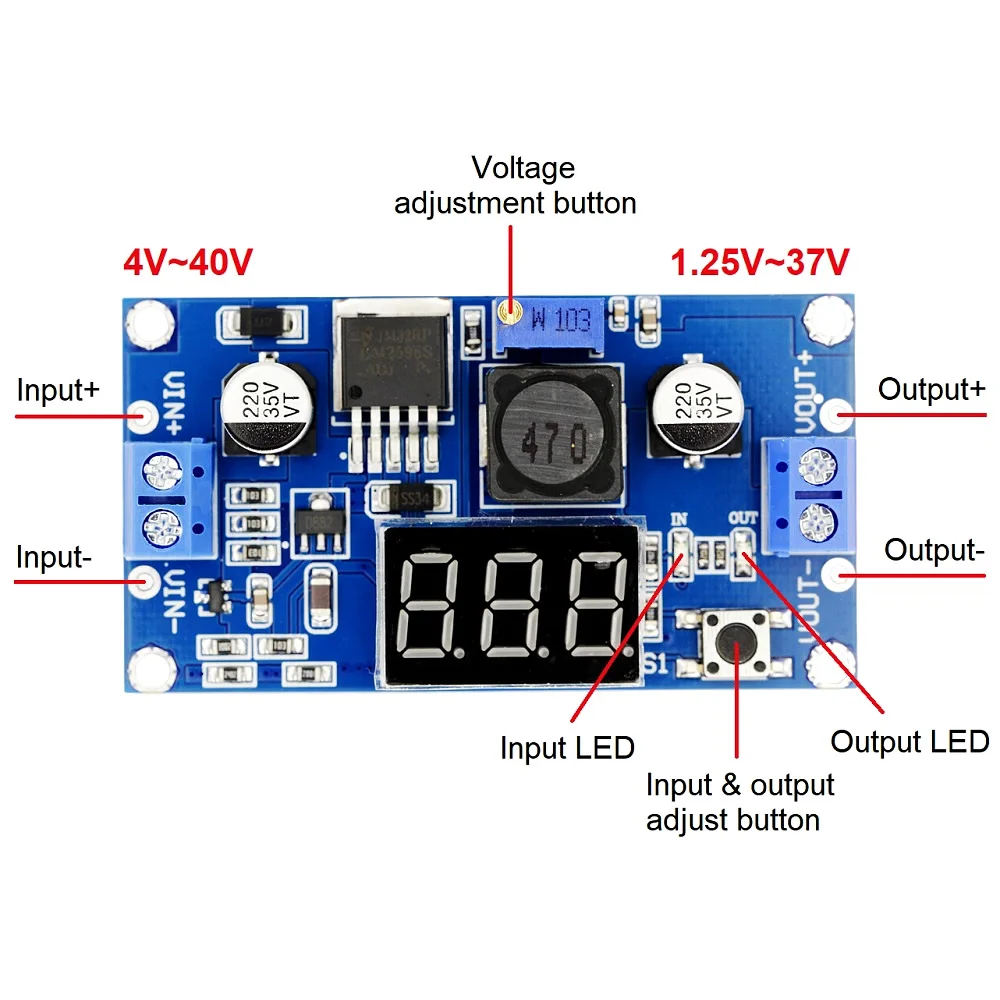 LM2596 LM2596S DC-DC 4.5-40V CC CV Adjustable Step-down Power Supply Module LED Driver Battery Charger Constant Current Voltage