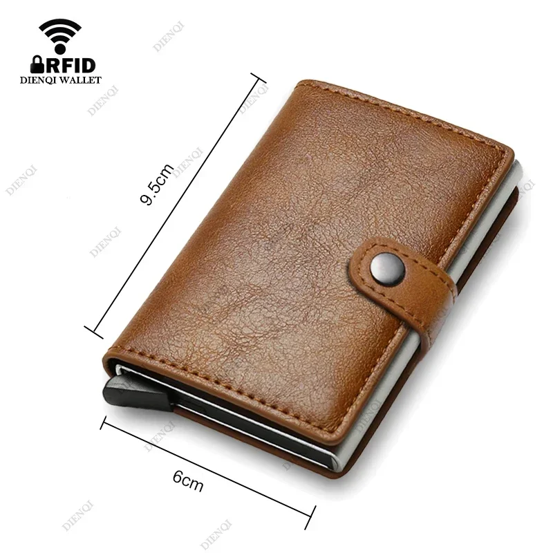 Carbon Fiber Credit Card Holder Wallet Men Rfid Smart Metal Thin Slim Pop Up Minimalist Wallet Small Black Purse Metal Vallet