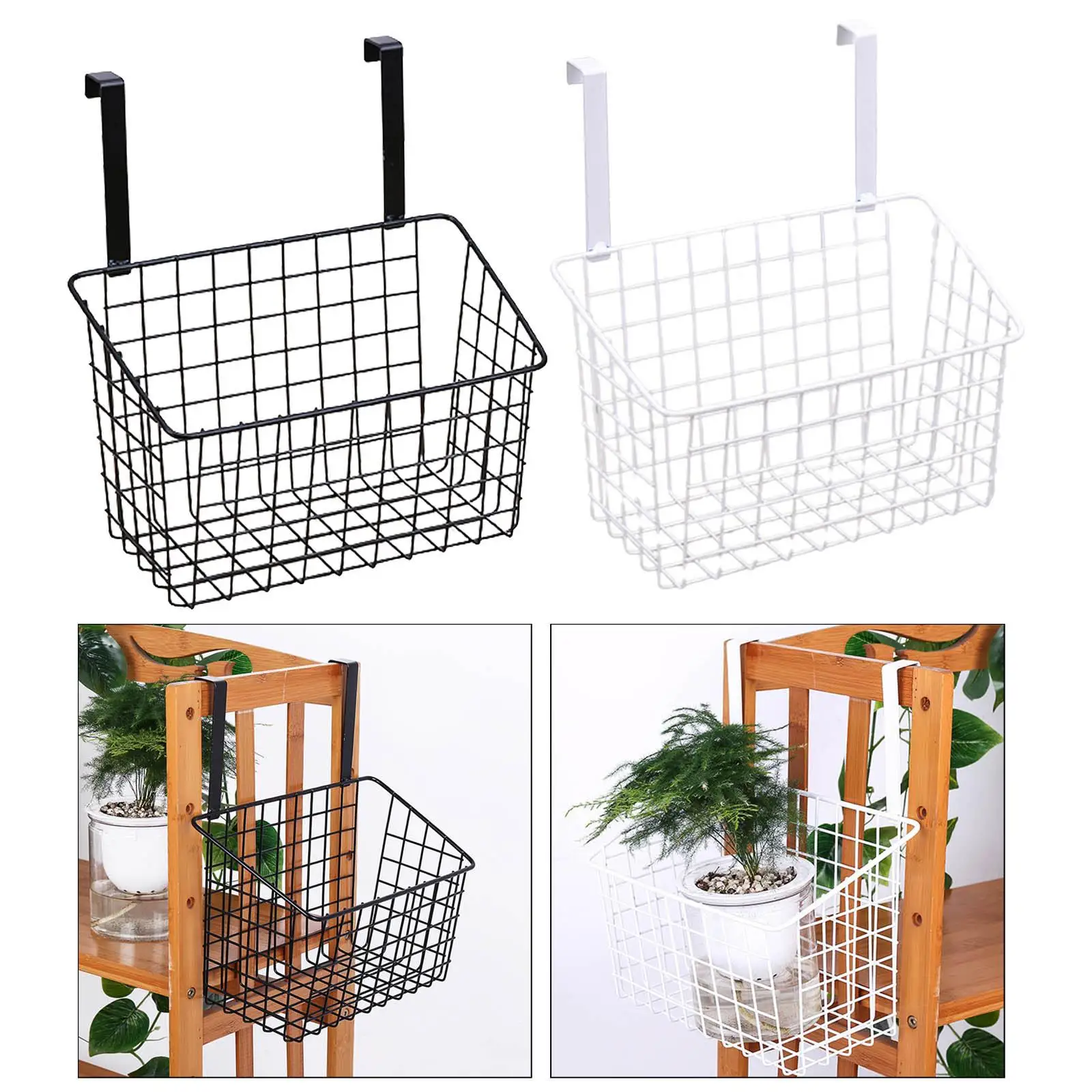 Hanging Iron Storage Basket Kitchen Cabinet Door Back Hanging Basket Seasoning Bottle Storage Rack Bathroom Cabinet Rack