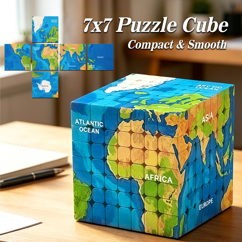 7x7 The Maps Speed Cube, 7x7 Cube, Puzzle Cube, 7x7x7 Hand-Drawn Map Puzzle, Collect Souvenirs, 3D Puzzles Cube, Birthday Gifts,