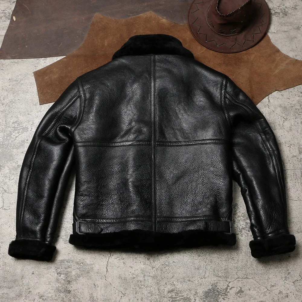 Tailor Brando Original Australian Sheep Shearling B3 Bomber Jacket Winter Warm Loose Version Genuine Fur Jacket