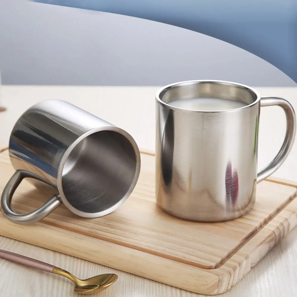 Tragbare Tasse aus Edelstahl, doppelwandig, Reisebecher, Kaffeetasse, Teetasse, Reisebecher, doppelwandig