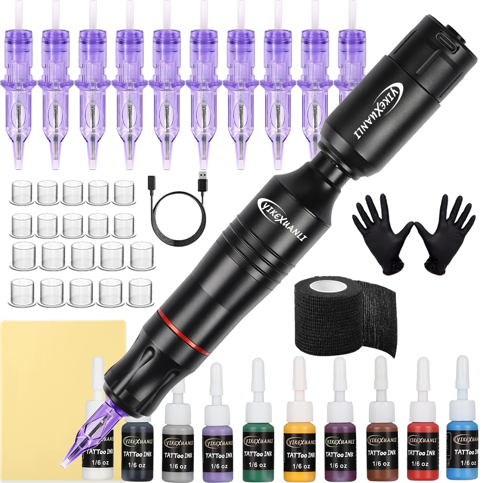 

Набор для татуировки Принадлежности для татуировки Макияж Полный набор ручек для татуировки Профессиональный набор тату-пистолетов Беспроводная мощность Комплект тату-машинки