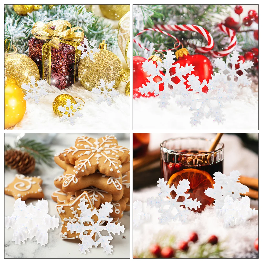 

100 Pcs Resin Snowflake Accessories Christmas Tree Hanging Decor Party Supplies Mini Craft nament Storage