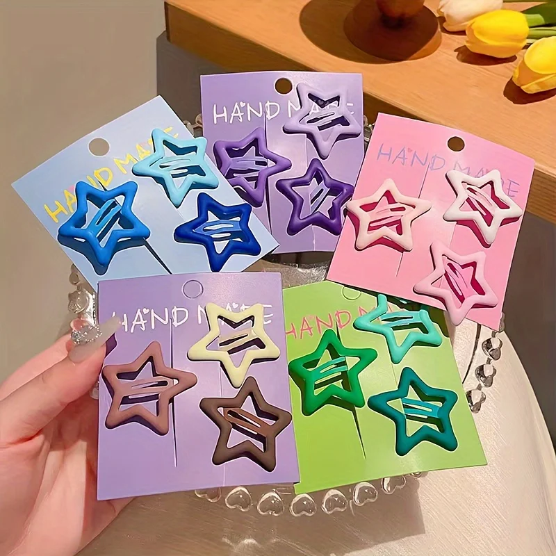 20-teiliges Set bunter sternförmiger Haarspangen, bunte hohle Pentagramm-Haarspangen, niedliche Haaraccessoires im Bohemian-Stil – Detail 4