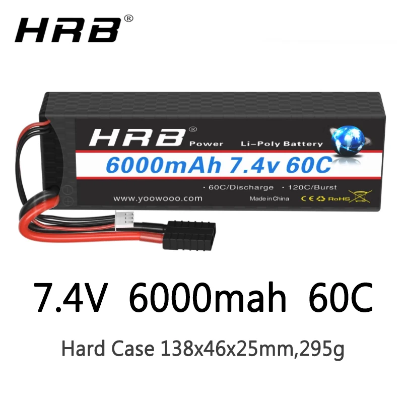 HRB 1PCS Lipo 2S 3S 4S 6S 5S 6000mah Battery 7.4V 11.1V 14.8V 22.2V 18.5V Lipo 50C 60C XT60 T for RC Car truck Drone Airplane